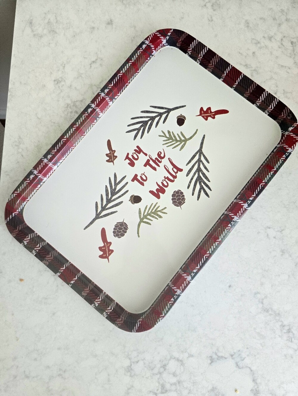 Holiday Plaid Serving Tray - Red & White